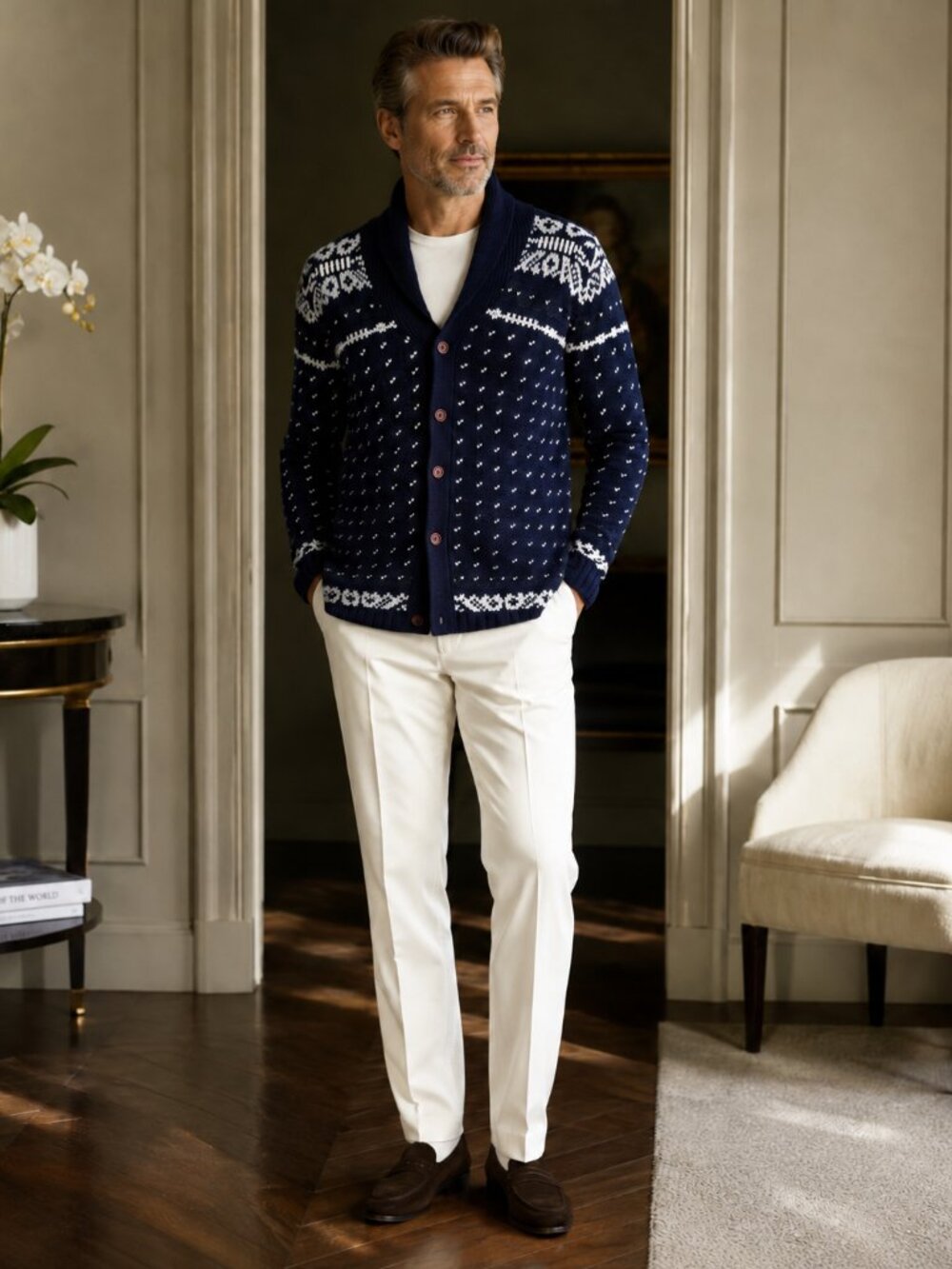 Topman Knitwear Nordic Pattern Button Cardigan Size S Pre-owned